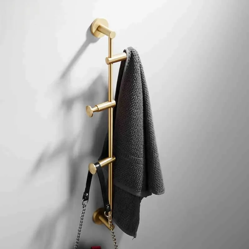 Luxury Brass Wall Coat Hook Customized Bathroom Entrance Hanger Free Punching Bedroom Clothes Rack Modern Light Design Decor