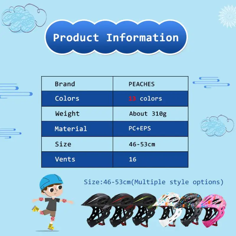 Outdoor Sports Children's Full Face Helmet Balance Bike Scooter Bike Riding Helmet Children's Helmet With Light And Insect Net