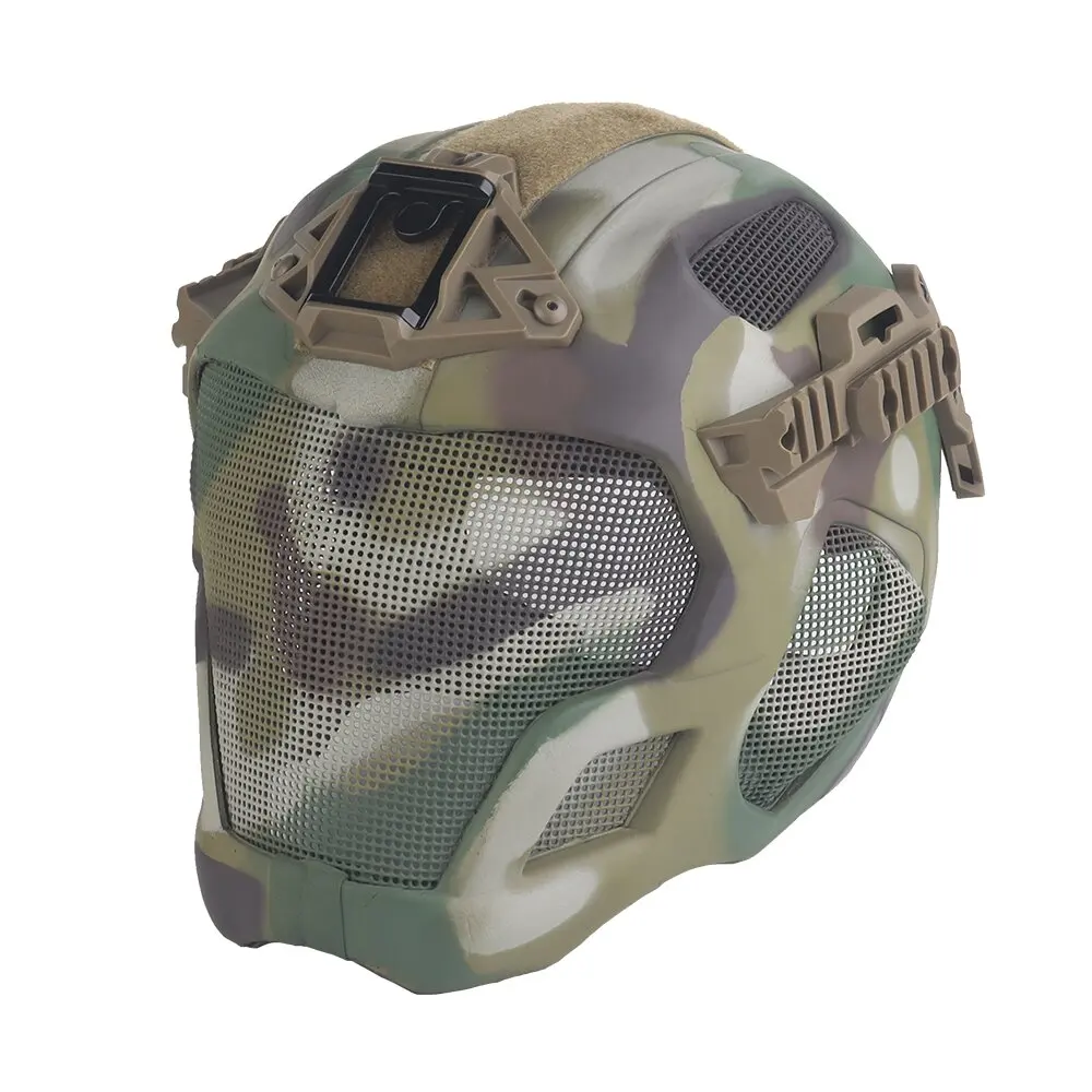 W23 Tactical lightweight airsoft full protection helmet steel mesh mask With helmet NVG mount base/helmet rail goggles