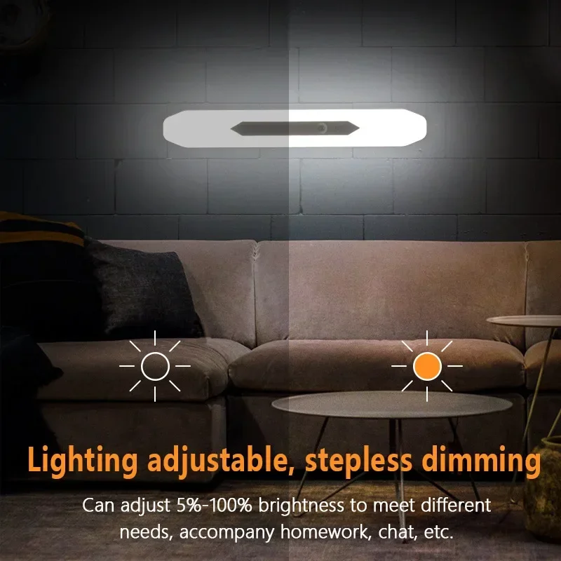 Xiaomi Night Light Led With Motion Sensor Usb Rechargeable Detector Wall Lamp With Battery 2600mAh Stepless Dimming For Bedroom