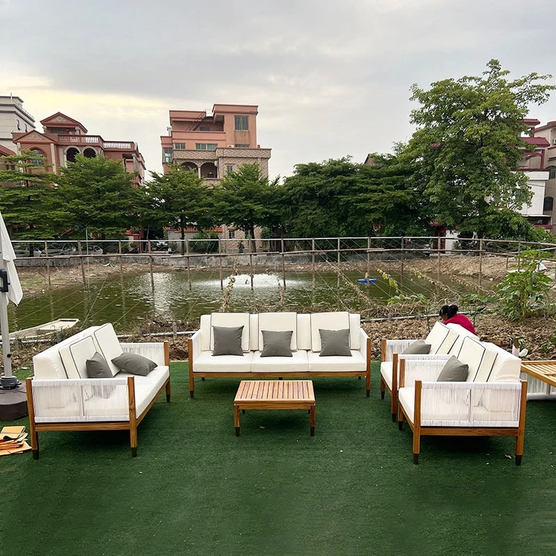 

Outdoor teak sofa courtyard villa rattan furniture rattan chair sofa combination