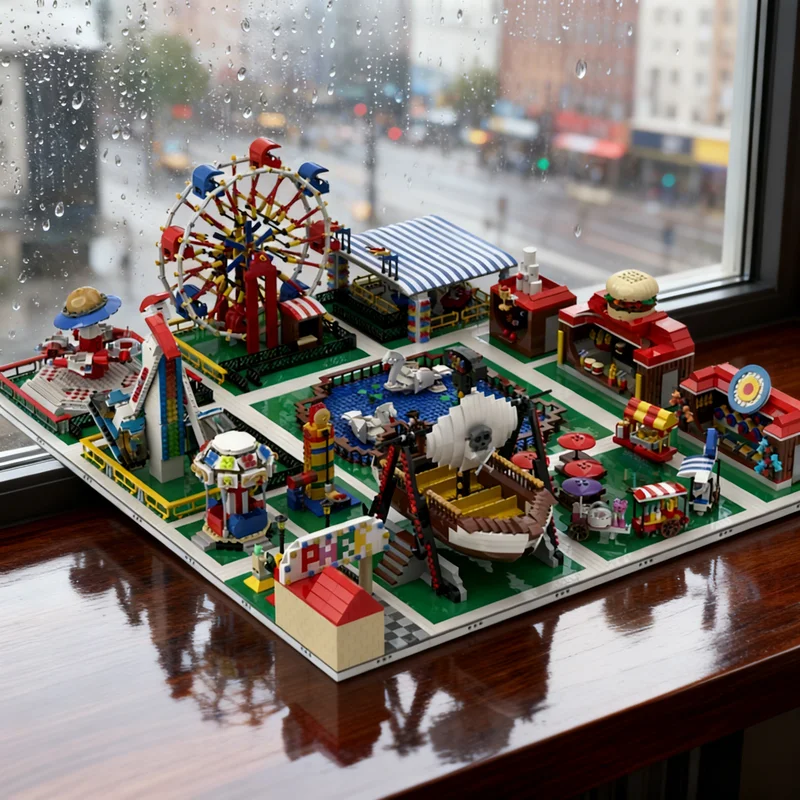 

Набор из 10104 деталей: Модульный парк развлечений MOC, модель городской улицы из 13 элементов, конструктор, игрушка-подарок, креативный коллекционный настольный декор