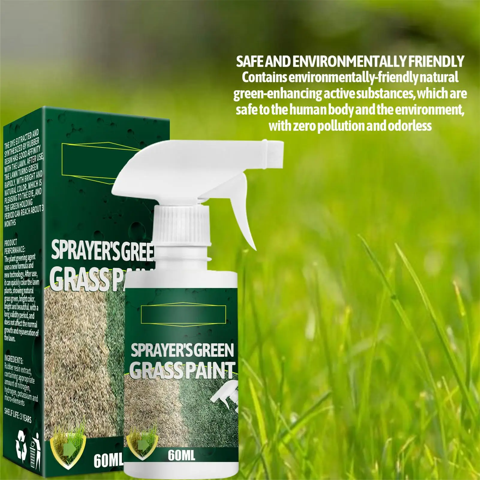 60ml Green Grass Paint Spray Long Lasting Turf Paint Enhance Patchy Dormant Yellowing Grasses For Grass Turf Green Enhancers