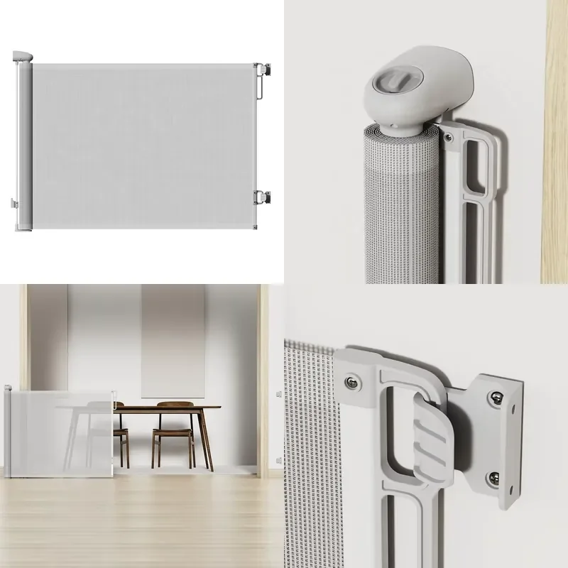 Baby Safety Retractable Stair Guardrail Protection Door No Drilling Pressure Mounted Baby Gate for Home Security