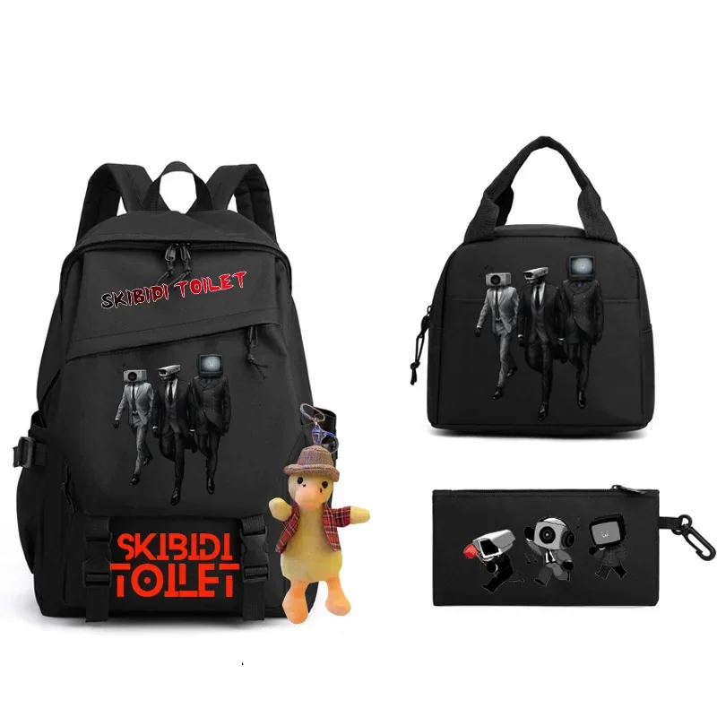 Skibidi Toilet Toilet Man Spoof School Bag Primary School Student Backpack Shoulder Bag Pencil Case  Cartoon School Bag Mochila