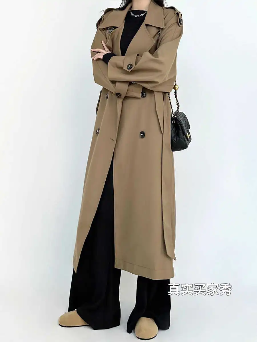 British Style Fashionable Trench Coat For Women In Autumn And Winter, With A High-End And Loose Mid Length Coat