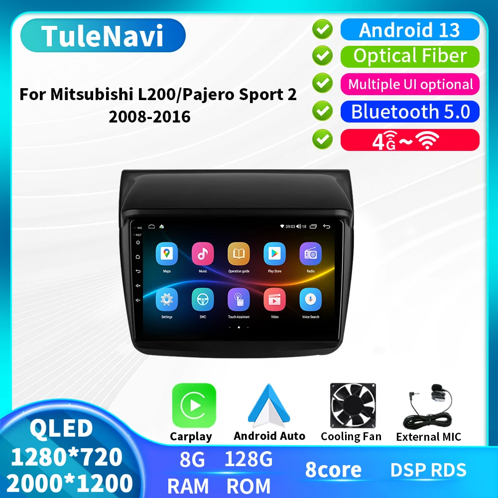 T7plus Android 13 For Mitsubishi Pajero Sport L200 Triton 2008 - 2016 Car DVR Radio Multimedia Video Player GPS Carplay Stereo