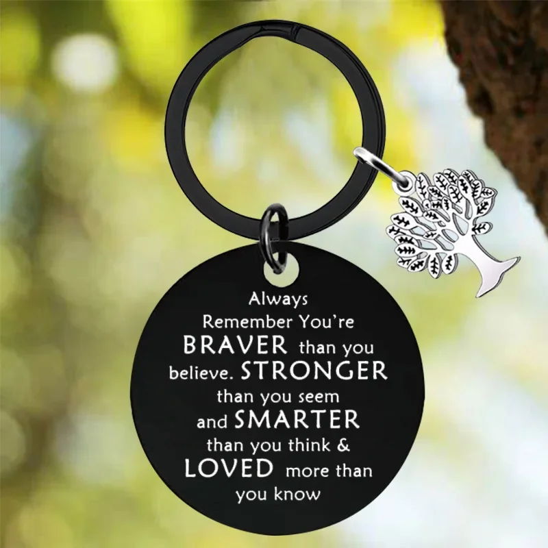 New Son Daughter School Gifts Keychain Pendant Always Remember You Are Braver Key Chains Inspirational Gifts