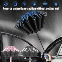 Umbrella Windproof Strong With Reflective Stripe Reverse Automatic Fold Umbrella UV Umbrella Insulation Portable Parasol Big