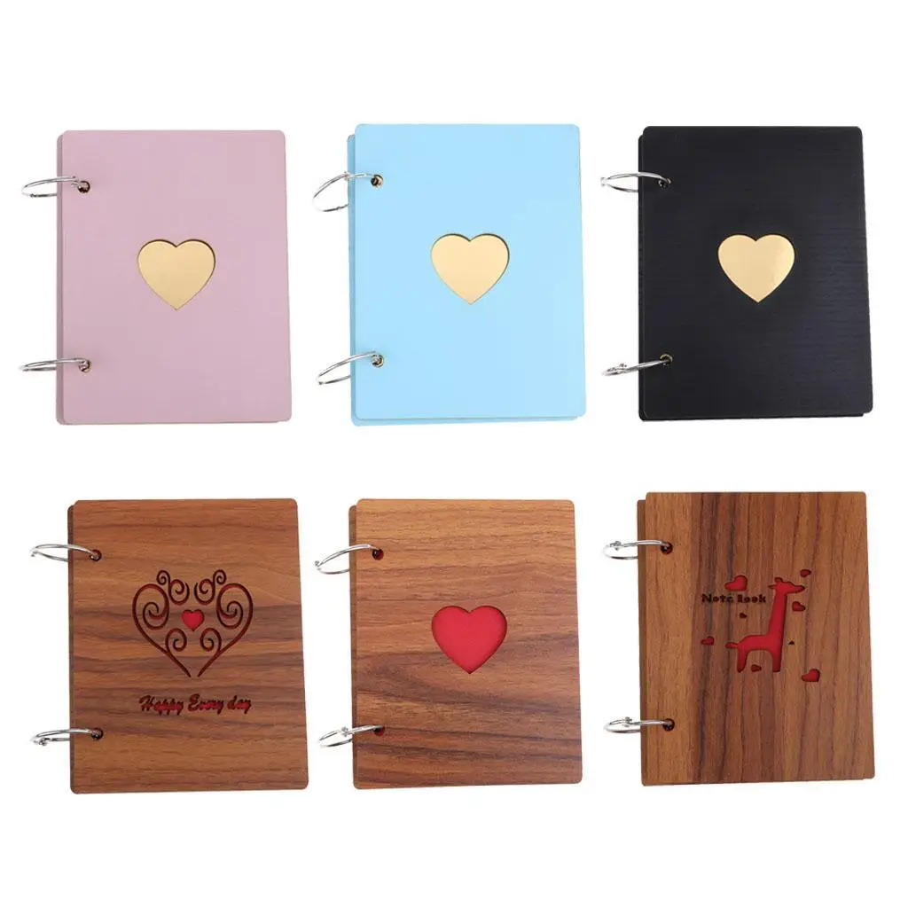 Wooden Cover Kraft Paper Scrapbook Album DIY Photo Storage Book for Christmas Mothers Day Gift