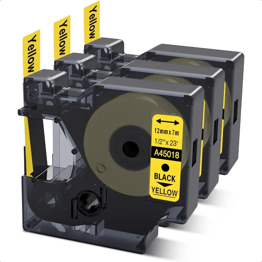 

Compatible DYMO D1 Label Tape Black on Yellow 45018 S0720580 Replace for DYMO Label Maker Refill D1 1 2 Inch x 23 Ft for Dymo L