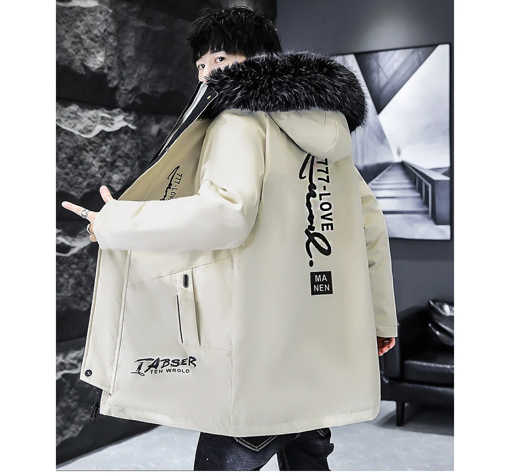 Winter männer Lange Unten Jacke Mode Männlichen Thermische Parkas Mäntel Casual Männer Klassische Pelz Kragen Warme Gepolsterte Jacken Kleidung 5XL – Detail 13