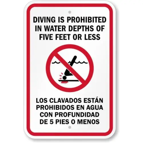 Bilingual Diving Prohibited Aluminum Weatherproof  Sign-Aluminum