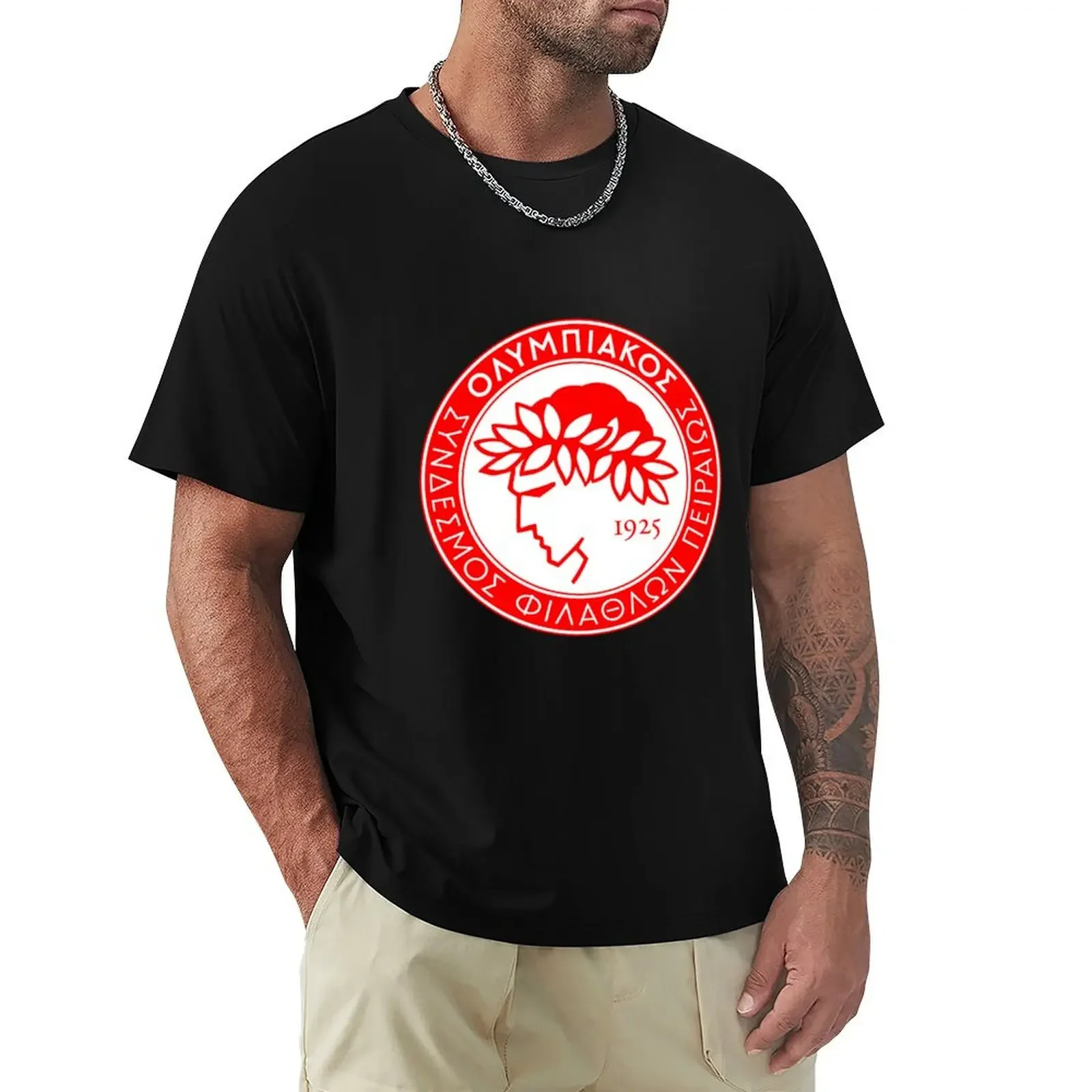 OLYMPIAKOS T-Shirt oversizeds street wear vintage anime shirt Men's clothing