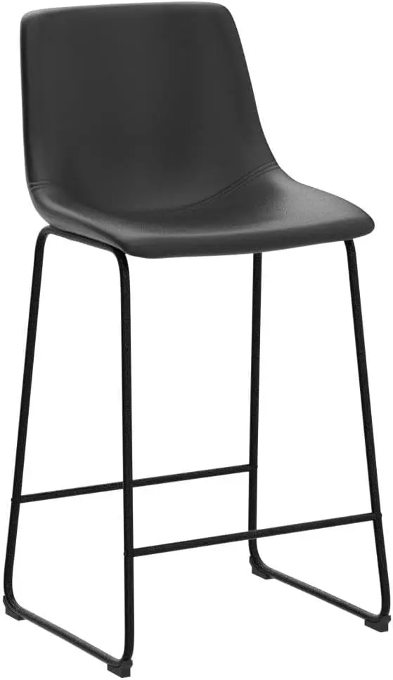 Ensemble de tabouret de bar en similicuir avec dos et pied en métal, piste de bar OL, comptoir moderne recommandé, 26 po, 2 pièces