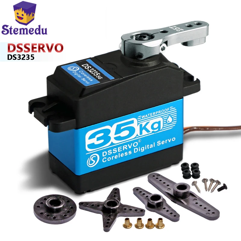 

35KG 7.4V DS3235 Coreless Digital High Torque RC Servo Blue 270 degree Waterproof Servo IP66 with 25T Servo Arm Full Metal Gear