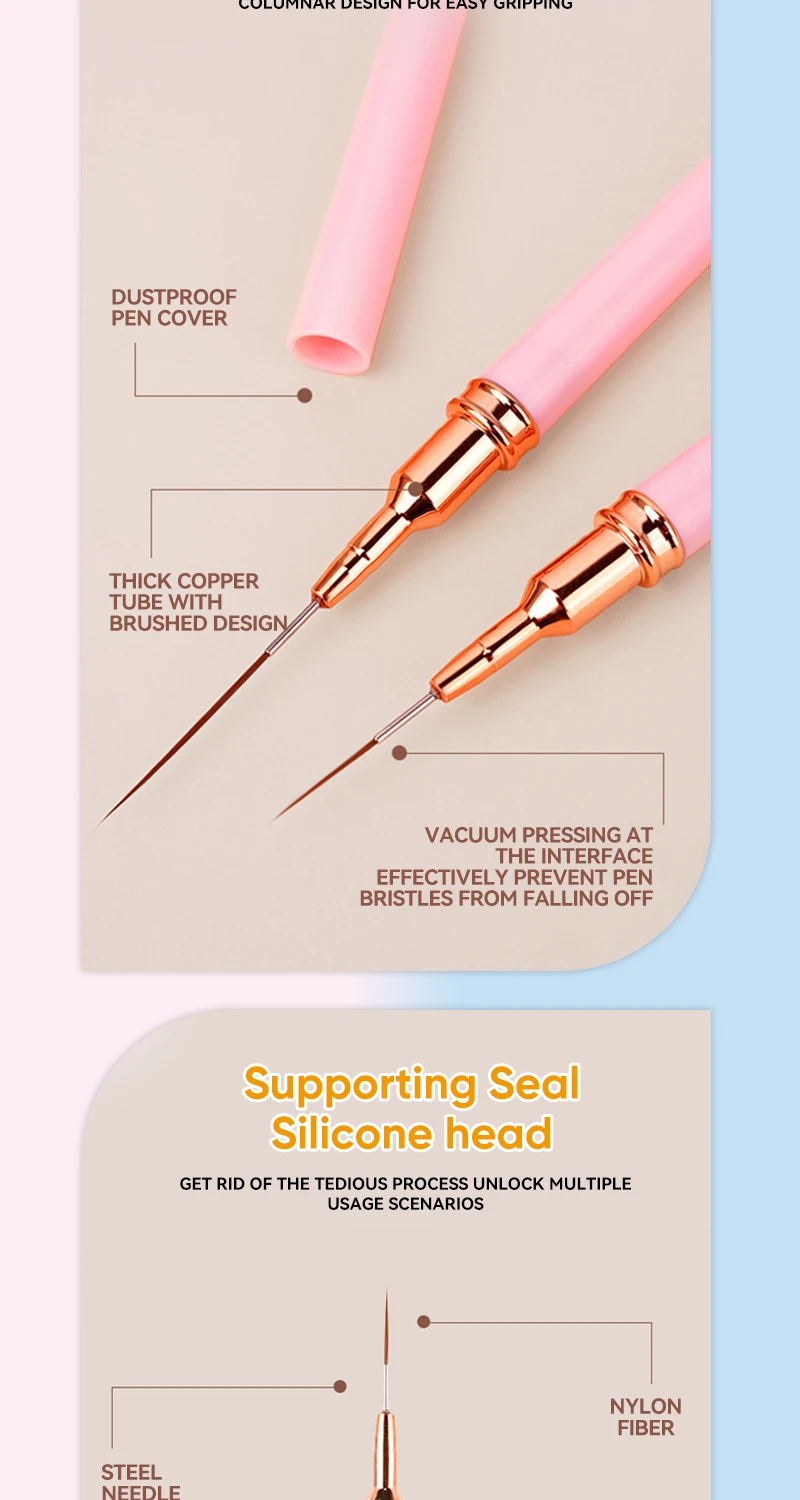 5 stücke Nail art Liner Pinsel Set UV Gel Nagel Pinsel Kits Französisch Streifen Linie Malerei Zeichnung Blume Stift Professionelle maniküre Werkzeug – Detail 5