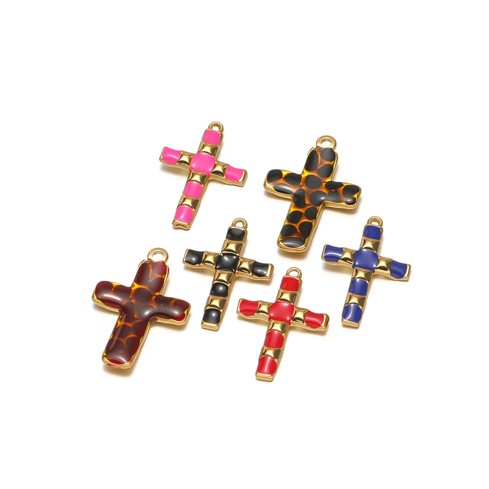 4 Stück Edelstahl-Emaille-Kreuzanhänger für religiöse Ohrringe, Anhänger, Armbänder, DIY-Halsketten-Zubehör, Schmuckherstellung – Detail 3