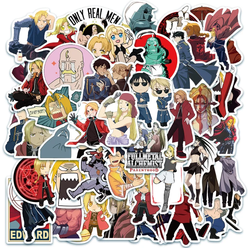 50/30/10PCS Roy Mustang Edward Elric Maes Hughes Popular Anime Peripheral Stickers Guitar Water Cup Computer Waterproof Stickers