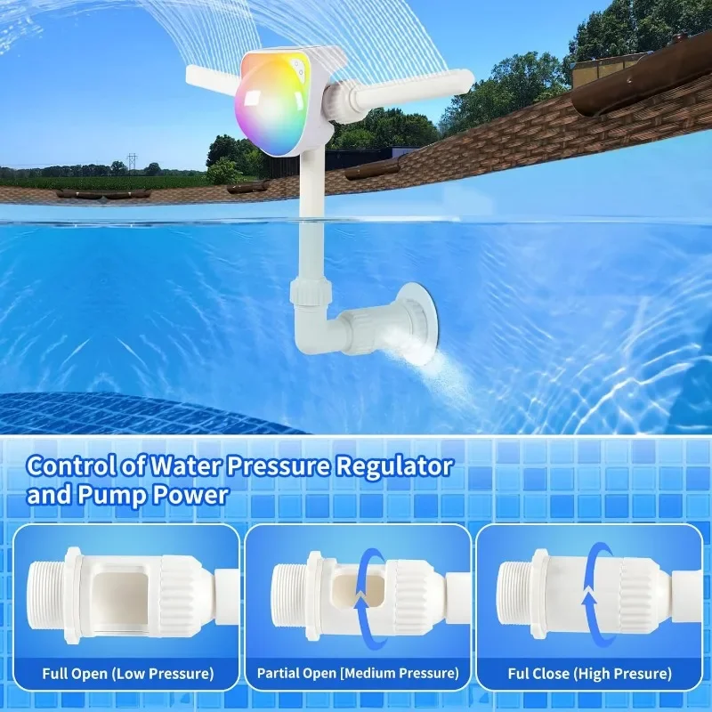 7-Color LED Solar Lights, 360°Adjustable Pool Water Fountain Pool Sprinkler Fountain,Dual Spray Sprinkler Pool Fountains