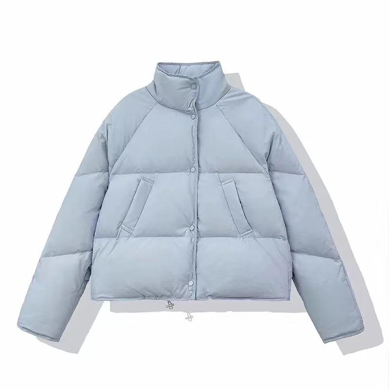 

Women Parkas Cotton Padded Jacket Short Coat Single Breasted Stand Collar Windproof Outerwear Office Lady Overcoat Winter