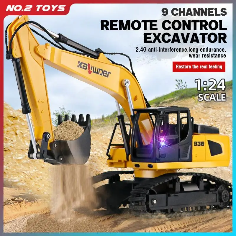 

HUINA 1:24 Remote Control Excavator Trucks 9 Channel Light Sound Simulation RC Excavator Construction Engineering Truck Car Gift