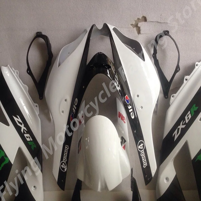 High quality fairing kit for KAWASAKI  ninja ZX6R ZX-6R 636 07 08 ZX 6R 07-08 ZX-6 2007 2008 white black  motorcycle fairing set