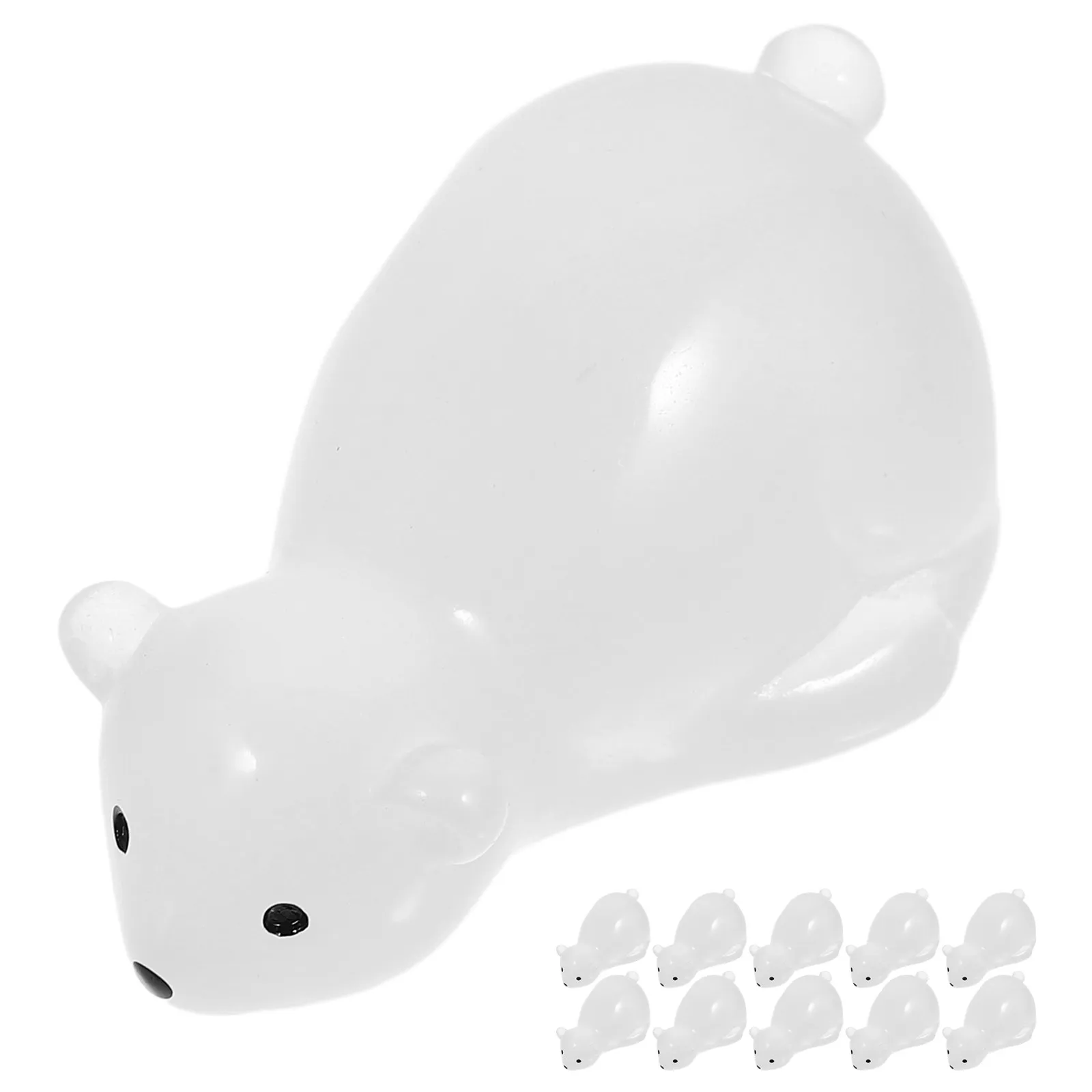 20Pcs Night Light Polar Bear Decor Resin Animal Statue Desktop Garden Lawn Balcony Creative Bear Ornament for Home