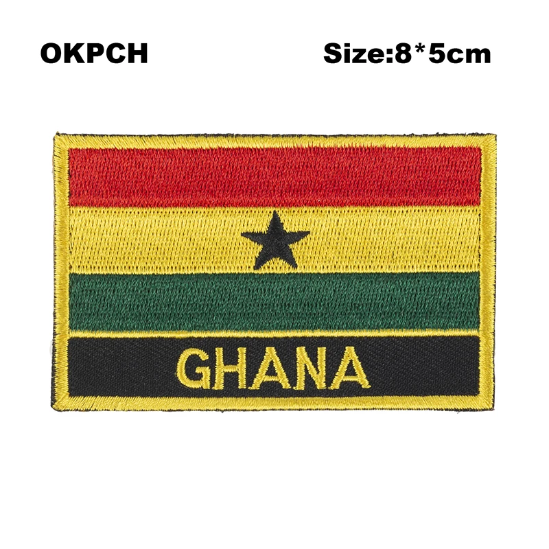 

Ghana Flag Embroidery Patches Iron on Saw on Transfer patches Sewing Applications for Clothes in Home&Garden