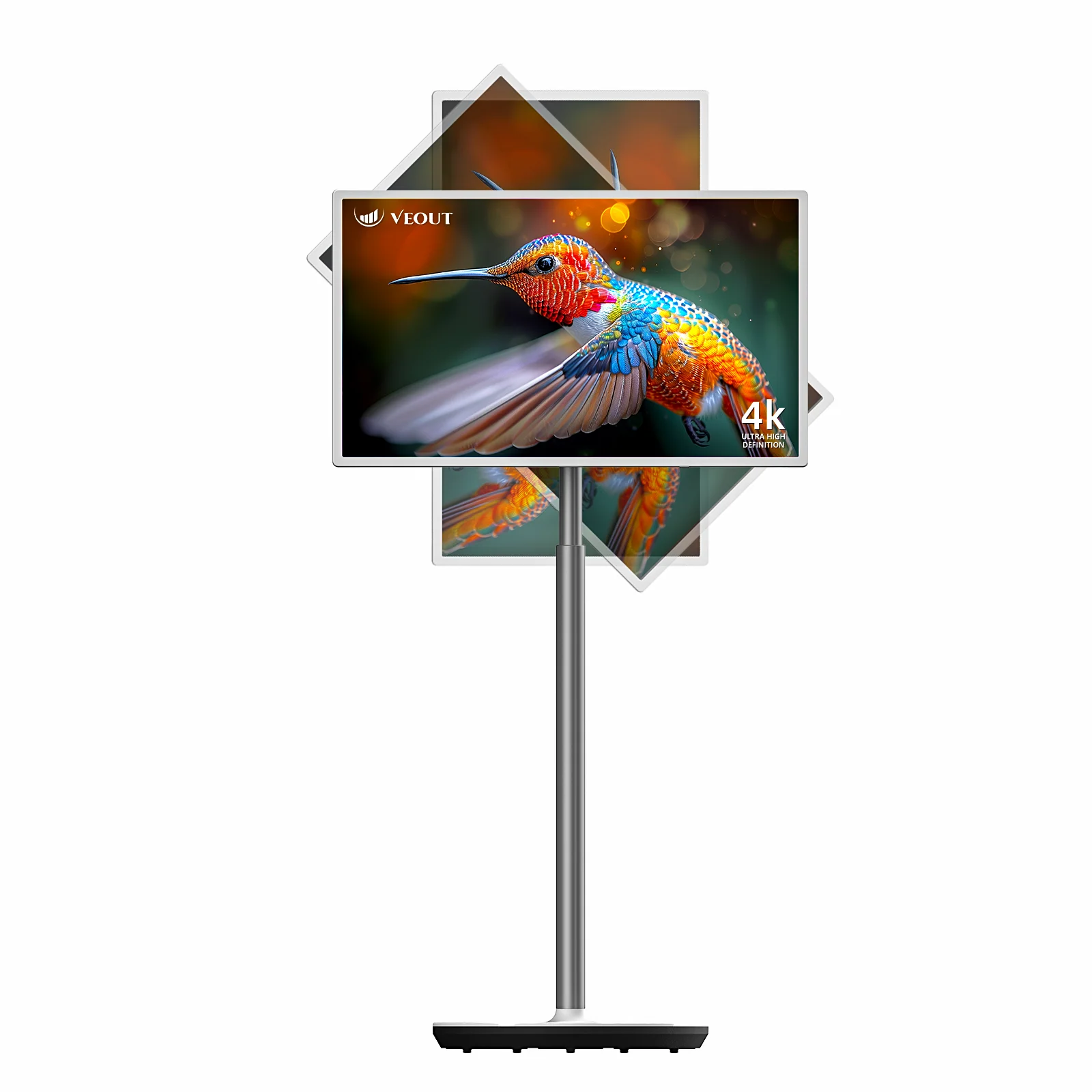 32"4K Portable TV on Wheels,Smart Wireless Portable Monitor with Touch Screen,Android System,Built in Battery and Remote Control