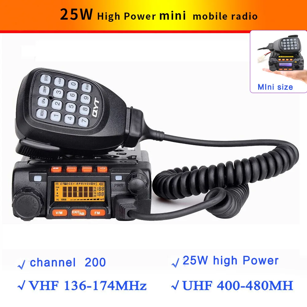 QYT KT-8900 25W High Power Dual band 136-174&400-480MHz Mini Amateur mobile Radio walkie talkie UV Transceiver