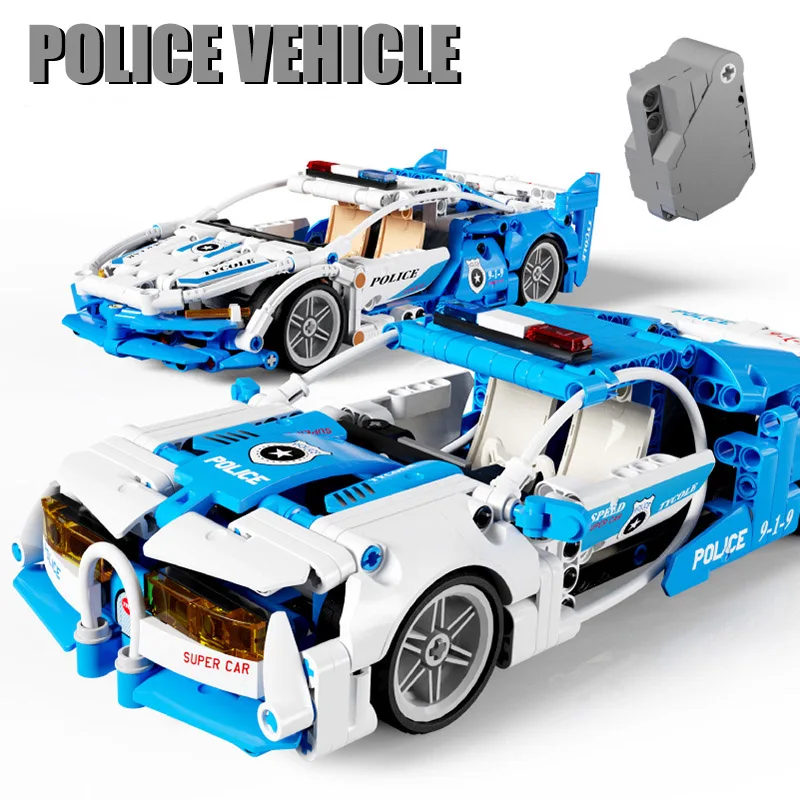 

Technical Expert City Super Speed Racing Car Police Patrol Car Model Building Blocks MOC Sports Vehicle Bricks Toys For Children