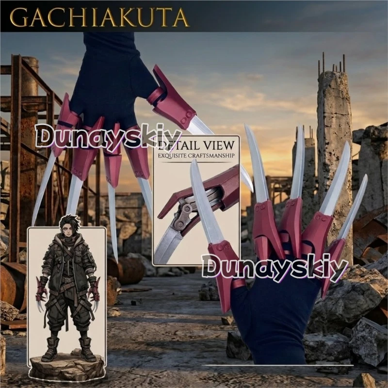 Accesorios de Cosplay de Anime Gachiakuta Jabber Wonger, Pulsera Plateada Impresa en 3D, Anillo, Uñas, Juego Completo para Fiesta de Halloween para Adultos