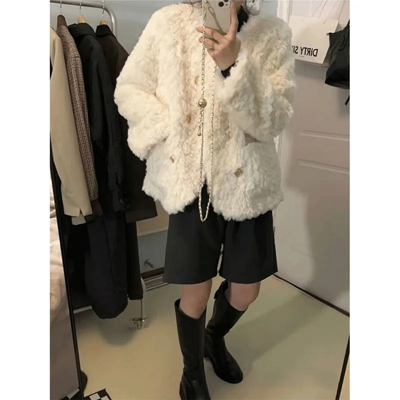 2023 autunno e inverno nuovo elegante tempo libero moda donna cappotto di pelliccia sintetica temperamento sciolto Versatile giacca femminile in pelliccia sintetica