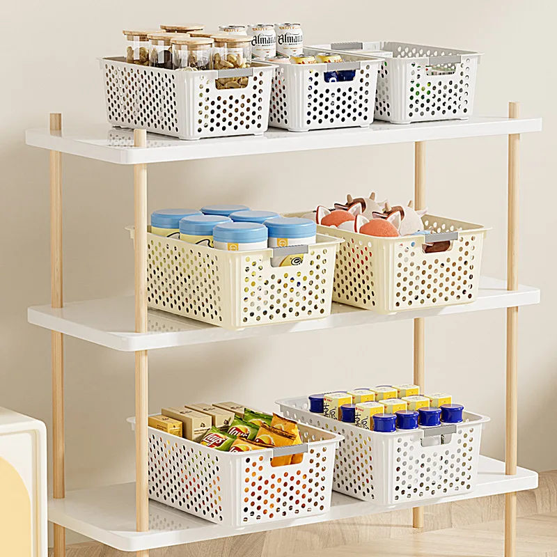 Hollow plastic storage basket, kitchen and household desktop storage basket, snack and toy organizer, storage box, storage baske
