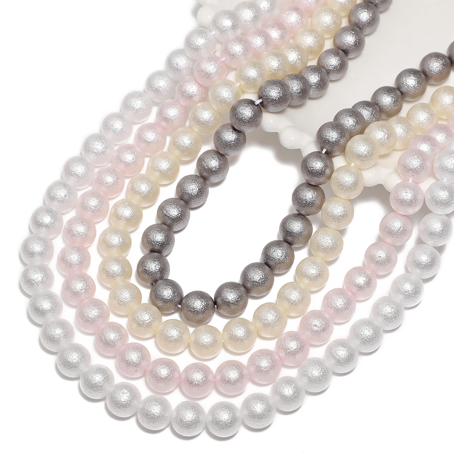 4 6 8 10 12mm Matte Imitation Pearl Shell Fashion Glass Round Loose Beads for Jewelry Crafts Making Diy Bracelet Accessories