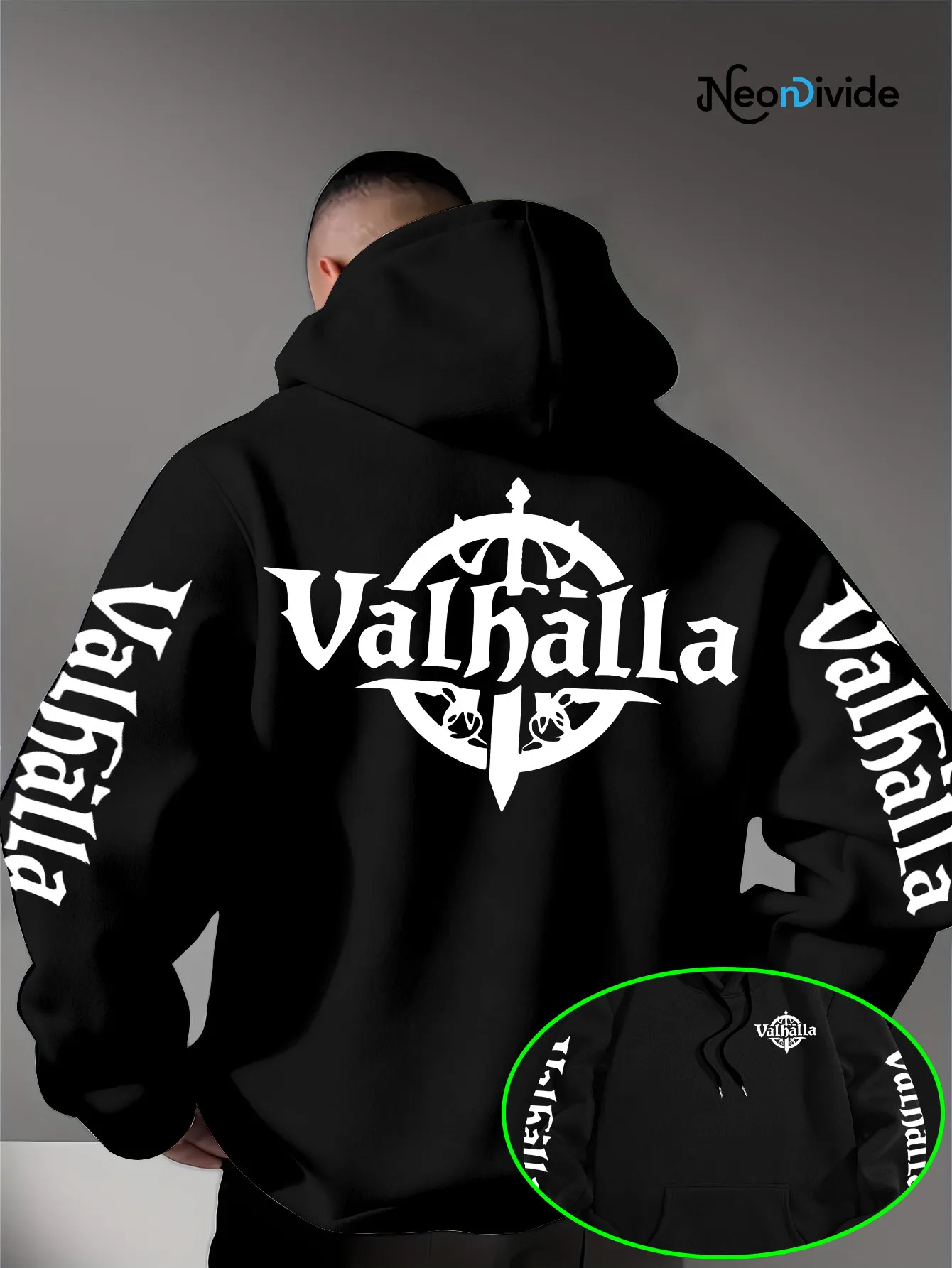 High Quality Mens Hoodies Viking Valhalla Graphic Print Fleece Y2K Warm Winter Sports Sweatshirt Casual Men Clothing