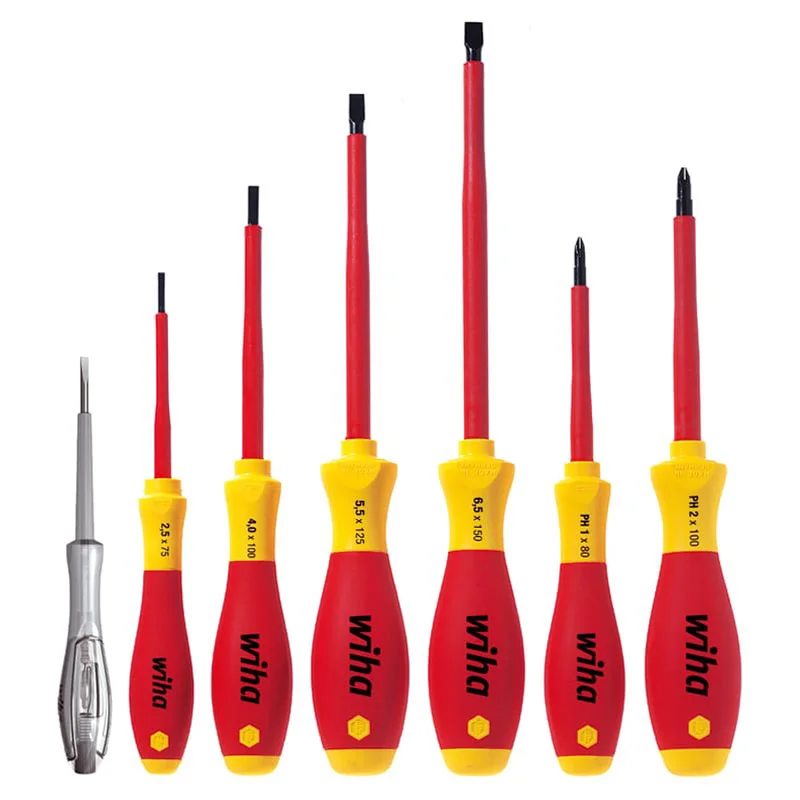 Wiha 00834 Screwdriver Set Slotted Phillips 7 Pieces High Quality Materials and Precision Craftsmanship Long Service Life