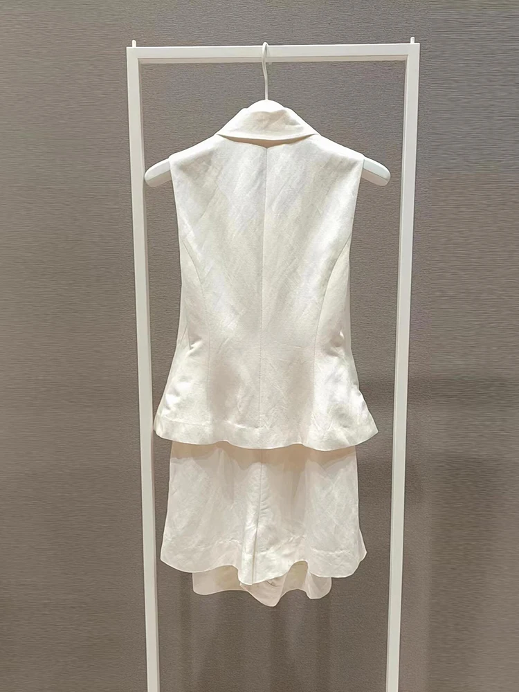 High-End Dames Svel Suit Vest Top+orts Set Ele Miss Rich Sle Faionable Tweedelig Ensemble Wol Stof Knoop...