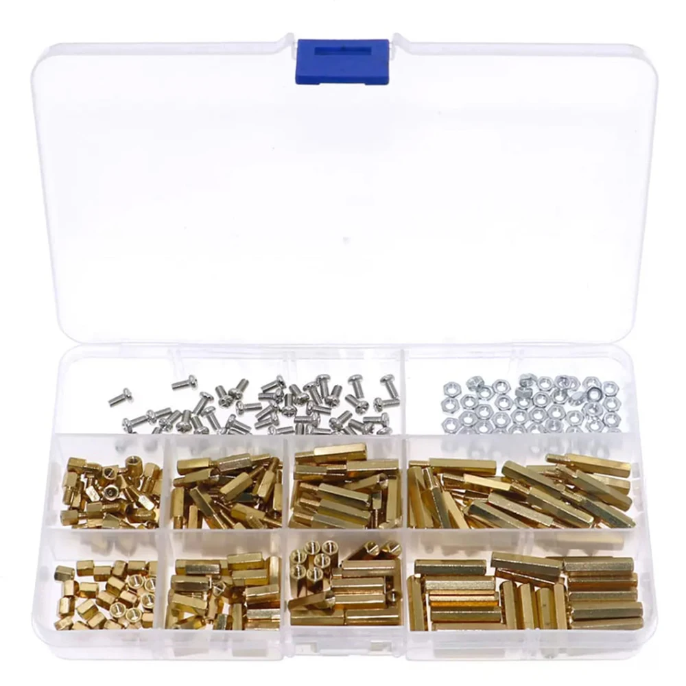 300Pcs M3 Brass Standoff Hex Male Female Bolt Hex Thread Pillar Screw Nut DIY Assortment Set for PCB Motherboard