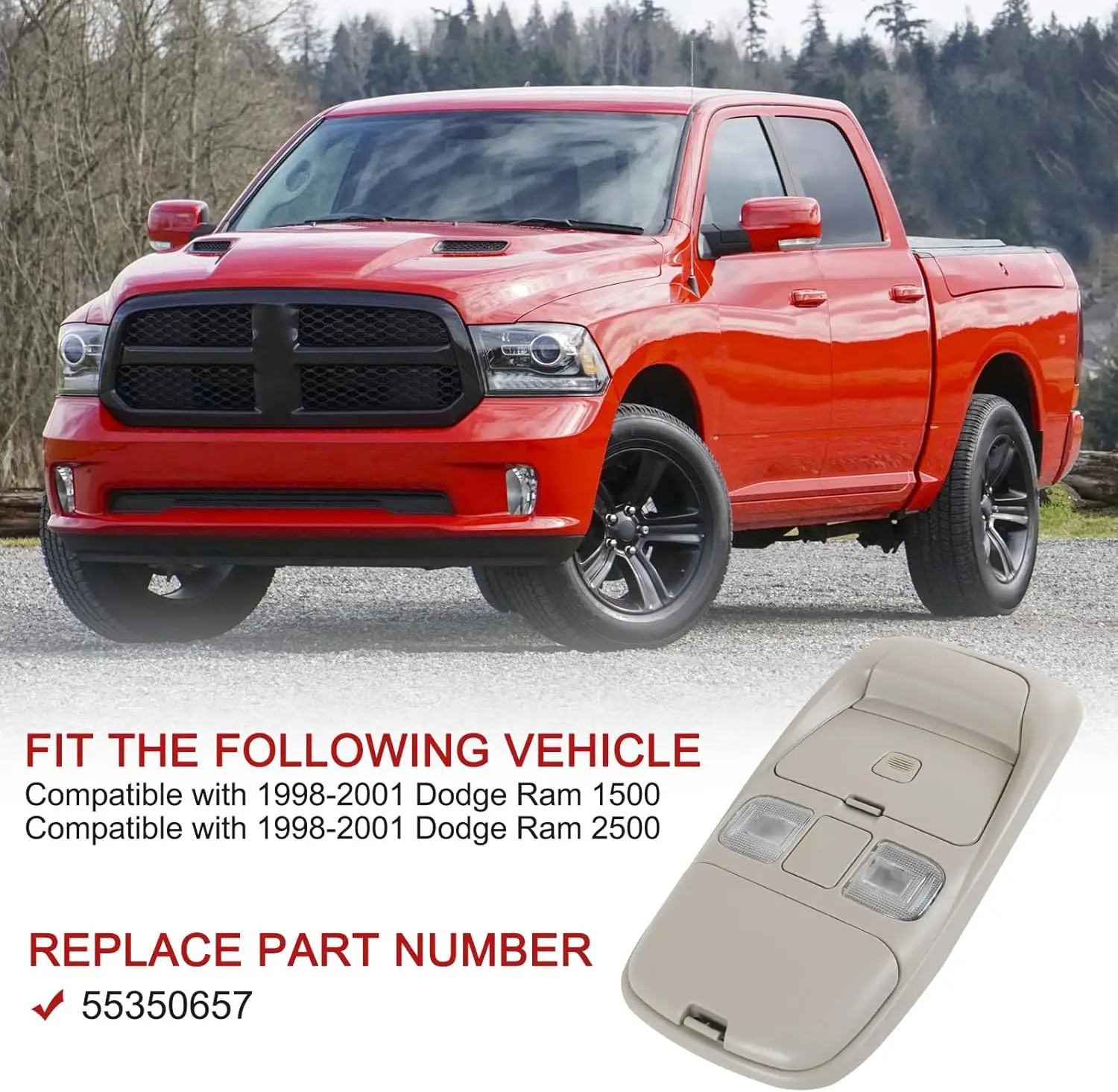 تخزين وحدة التحكم في ضوء القبة العلوية لدودج رام 1500 2500 1998-2002 مصباح السقف الداخلي استبدال 55350657 SN96TL2AA #1