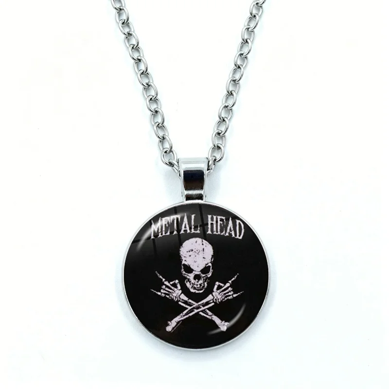 Hip-Hop Punk Necklace for Women Jewelry Skeleton Rock Roll Cabochon Glass Pendant Fashion Statement Crystal Necklace Wholesale