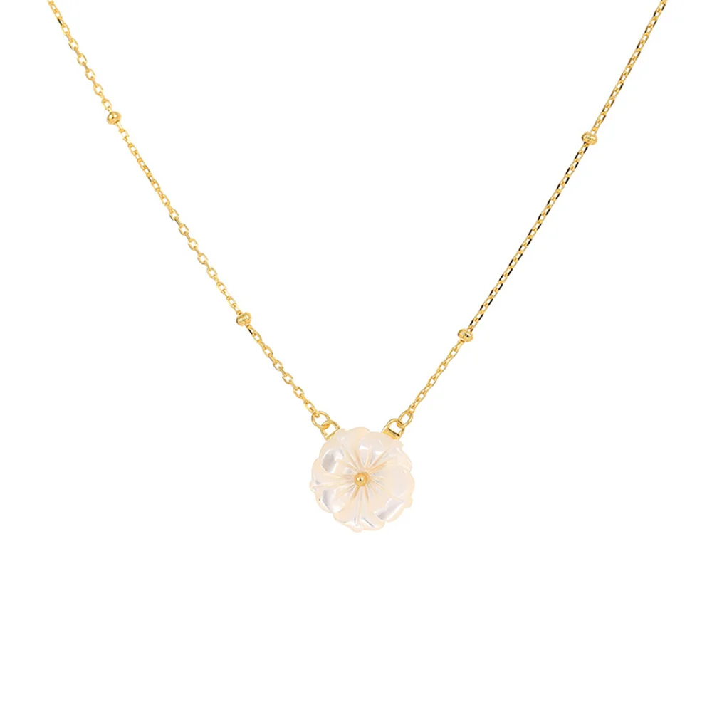 

Korean 925 Sterling Silver Women's Necklace, Shell Daisy Element, Light Luxury INS Cool Style Temperament Niche Collarbone Chain