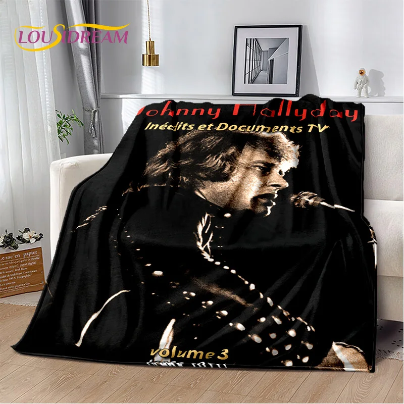 3D Printing Johnny Hallyday Rock Star Soft Flannel Blankets,Throw Blanket Comfortable Blanket for Picnic Beds Home Bedroom Cover