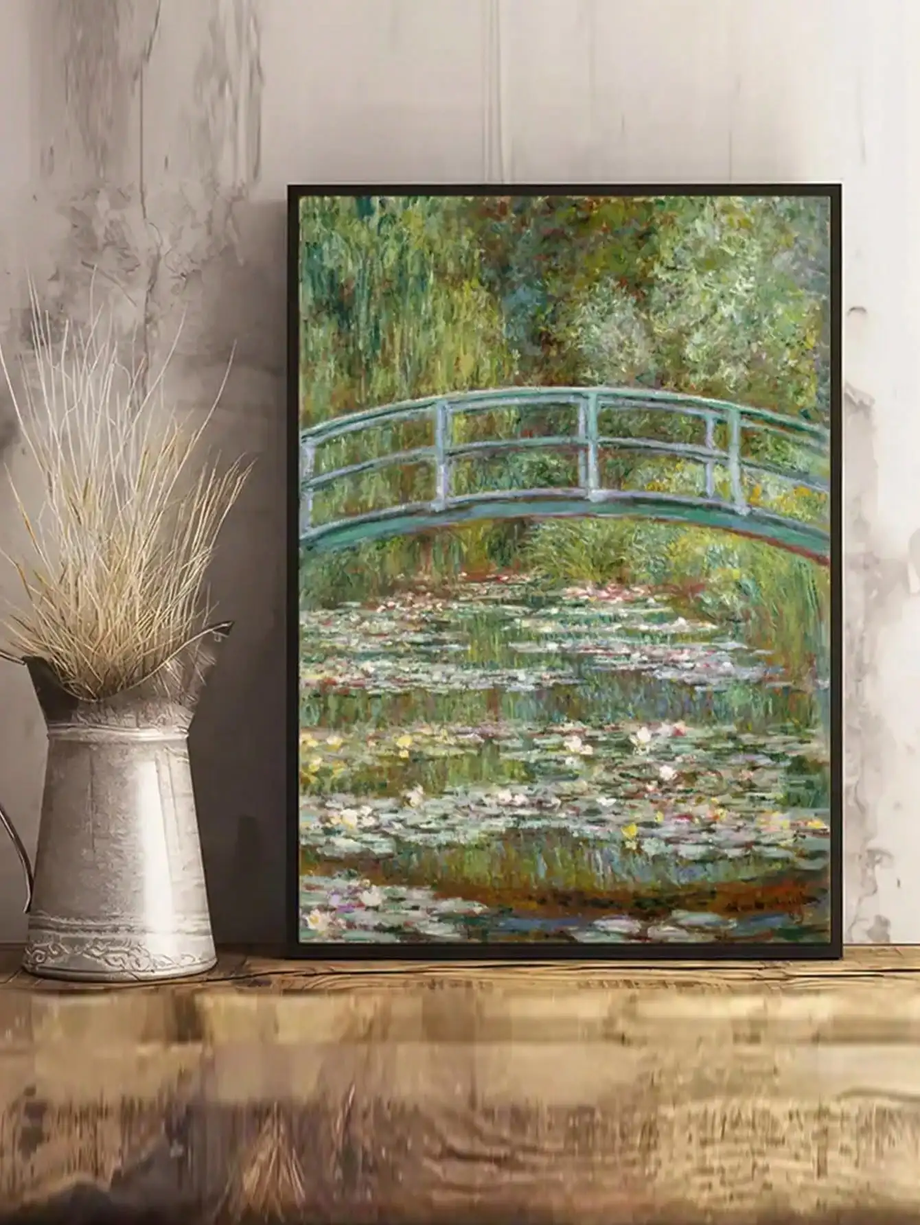 Claude Monet Bridge Over Pond Of Water Lilies Famous Paintings Vintage Art Poster Classic Print Home Wall Decor Wall Art