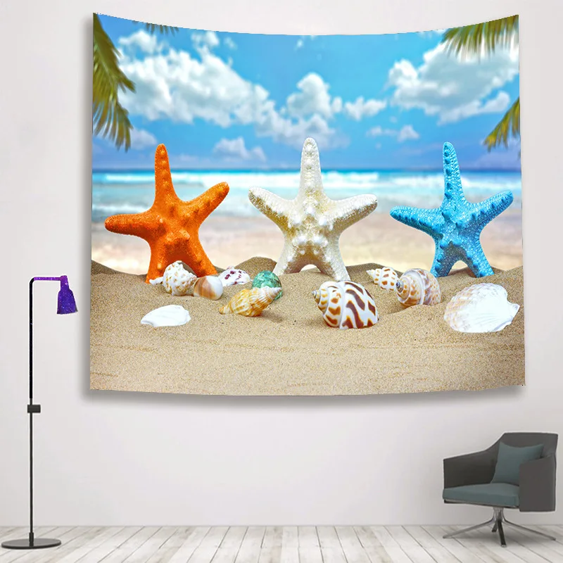 Psychedelic celestial ocean starfish tapestry hippie  cloth living room bed  decoration