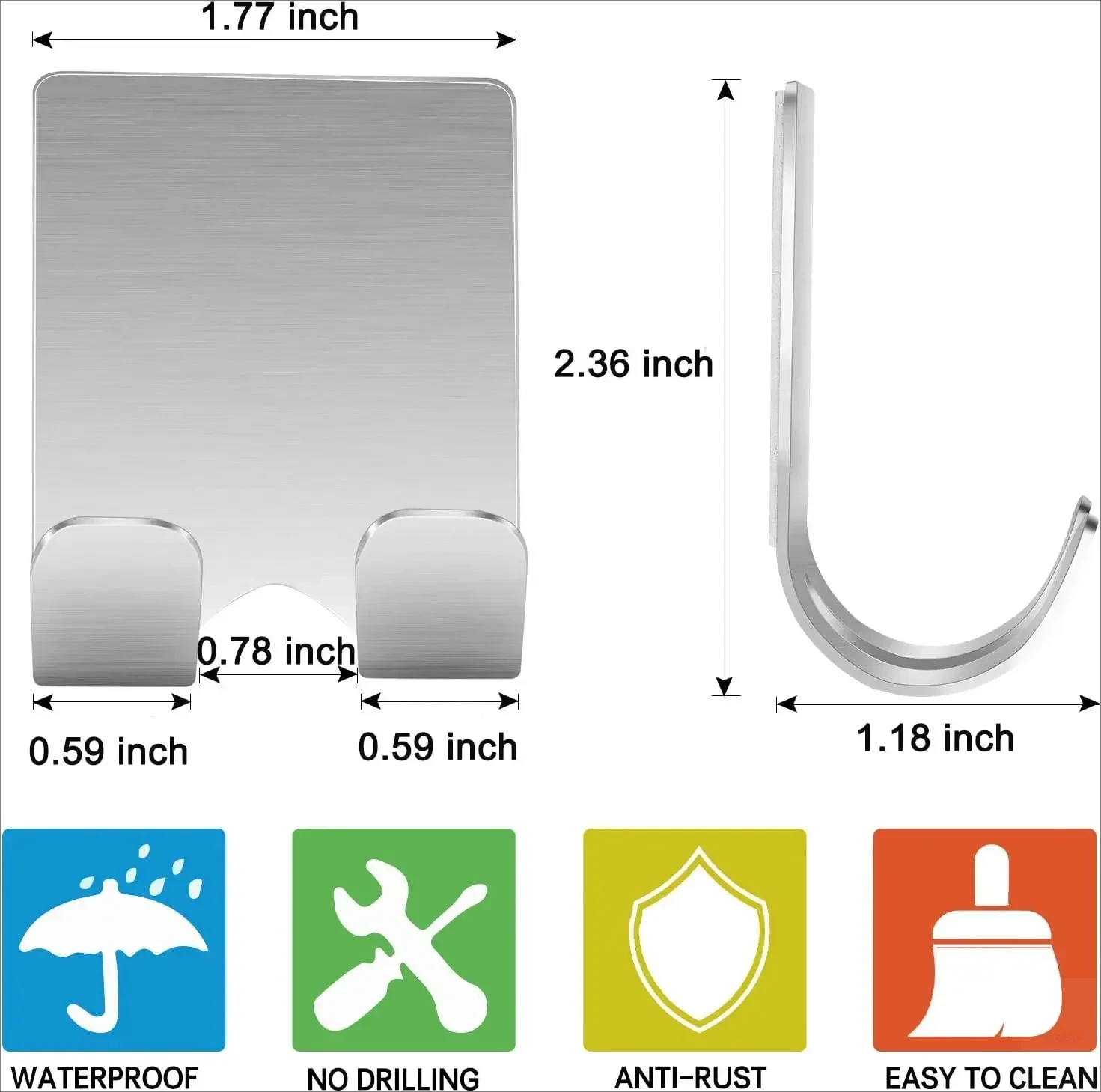 2 stücke Rasierer Halter Edelstahl Männer Rasieren Rasierer Rasierer Stehen Regal Rasieren Rasiermesser Lagerung Rack Bad Haken Organizer – Detail 6