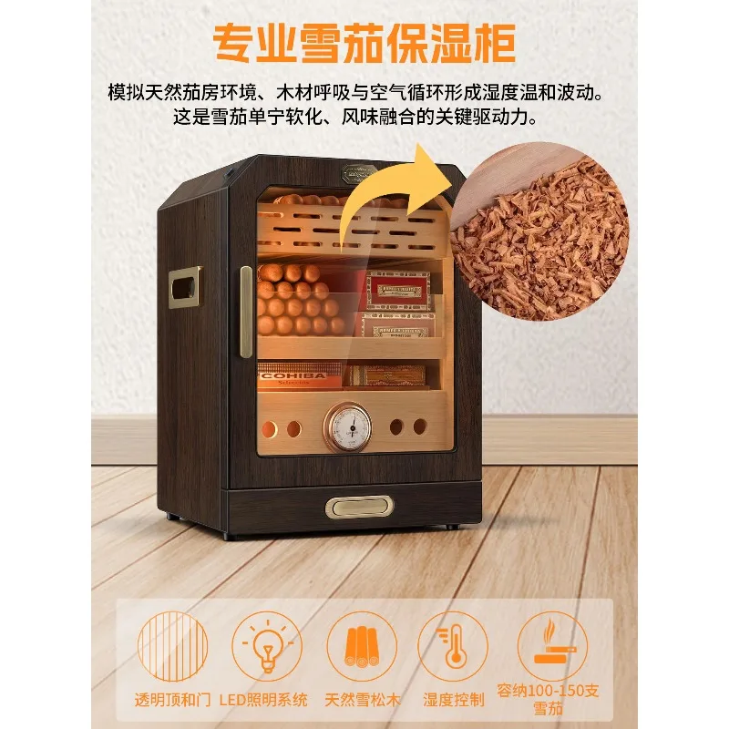 Cedar Wood Cigar Humidor Cabinet Constant Humidity Cigar Storage Box Professional Aging Moisturizing Cabinet for Home Use