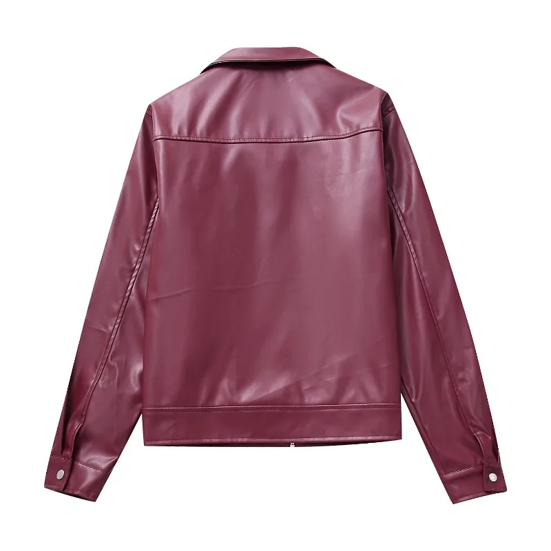 ZXRYXGS 2024 High Quality Pu Leather Women Jackets Versatile Pocket Decoration Motorcycle Leather Jacket Fashion Coat