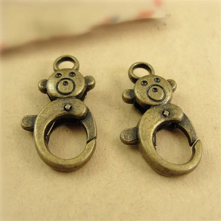 

40pcs 15x27 mm Animal Bear Shape Lobster Buckle Trap Clasp Hooks DIY Alloy Antique Bronze Keychain Keyrings DIY Jewlery Findings